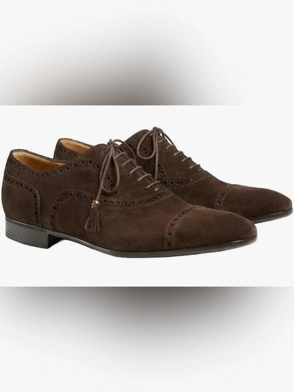 Gucci Bamboo Accent Brown Suede Brogue Oxfords. Lace up. Size 10.